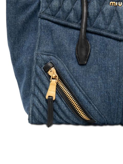 Miu Miu quilted-panel tote bag - Blue