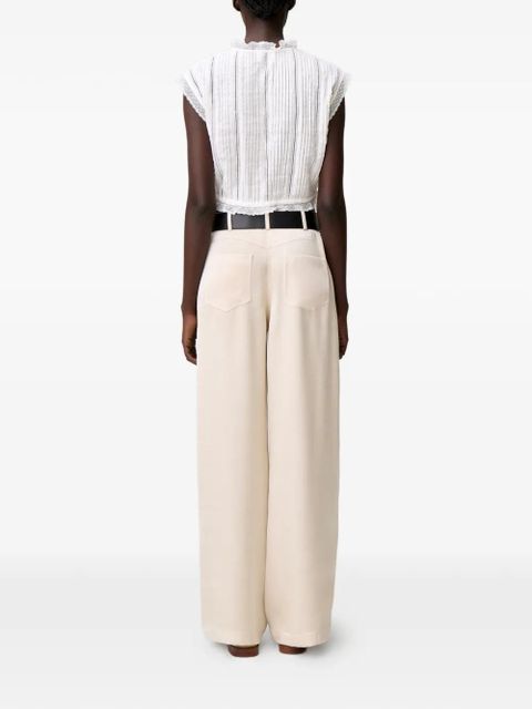 Claudie Pierlot lace-trim pleated shirt - White