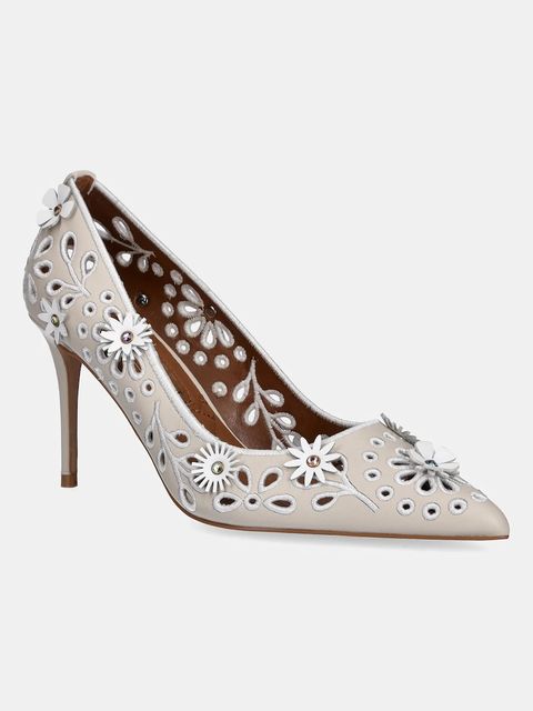 Kurt Geiger London szpilki skórzane Flower Belgravia kolor beżowy 4352544109 - zdjęcie produktu nr 1