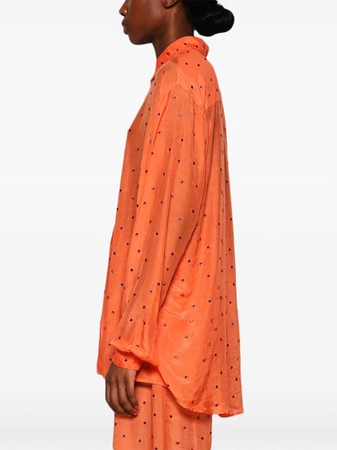 Oséree gem-embellished sheer shirt - Orange