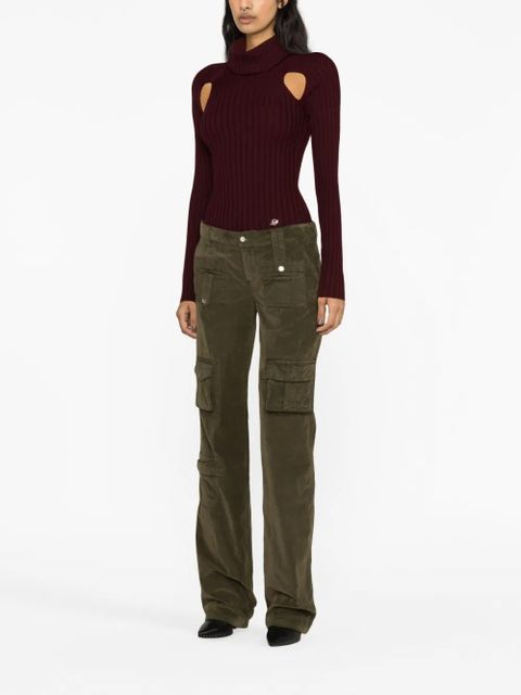 Blumarine velvet flared cargo trousers - Green