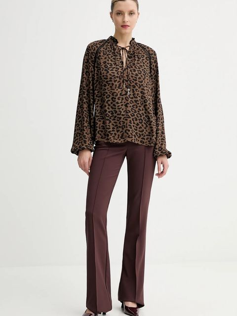 Guess bluzka NEW JOSETTE damska kolor brązowy wzorzysta W5BH74 WGLA2