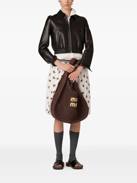 Miu Miu Raffia-effect woven shoulder bag - Brown - zdjęcie produktu nr 2