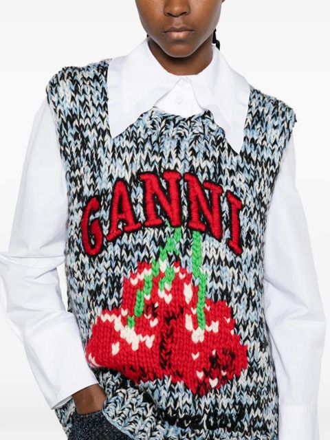 GANNI patterned knitted vest - Blue