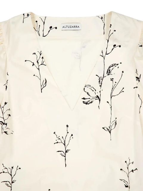 Altuzarra floral-print puff-sleeve midi dress - White