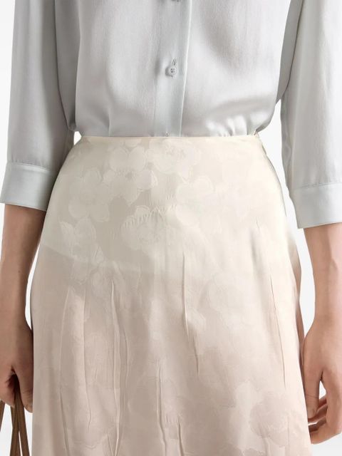 Prada floral jacquard midi asymmetric skirt - Neutrals
