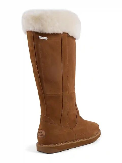 Emu Australia kozaki zamszowe Georgi damskie kolor brązowy na płaskim obcasie lekko ocieplone W13218