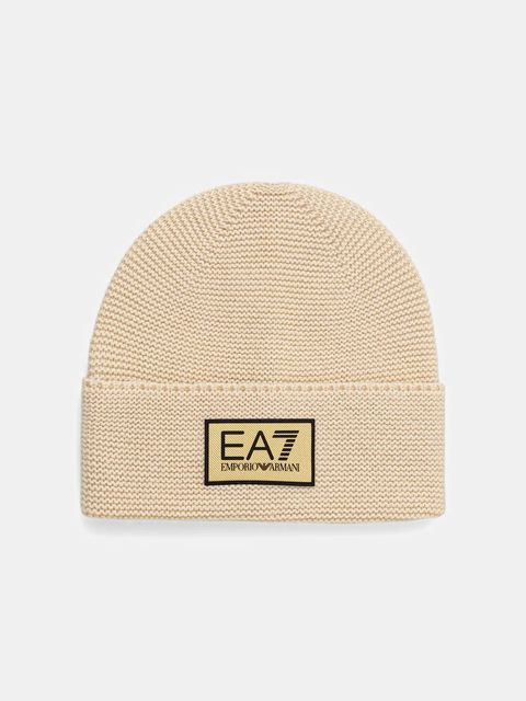 EA7 Emporio Armani czapka z dodatkiem wełny kolor beżowy AF18021.7X000247 - zdjęcie produktu nr 1