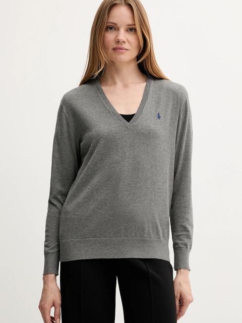 Polo Ralph Lauren sweter bawełniany damski kolor szary lekki 211972105