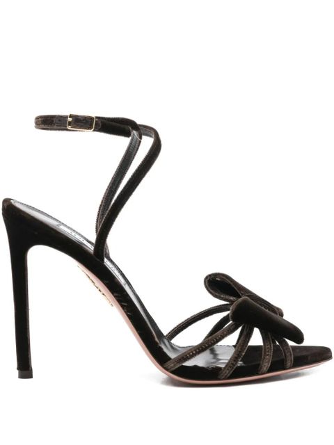 Aquazzura 105mm bow ankle-strap sandals - Brown - zdjęcie produktu nr 1