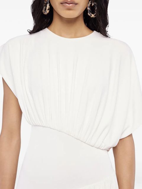 Rabanne textured ruched asymmetric dress - White