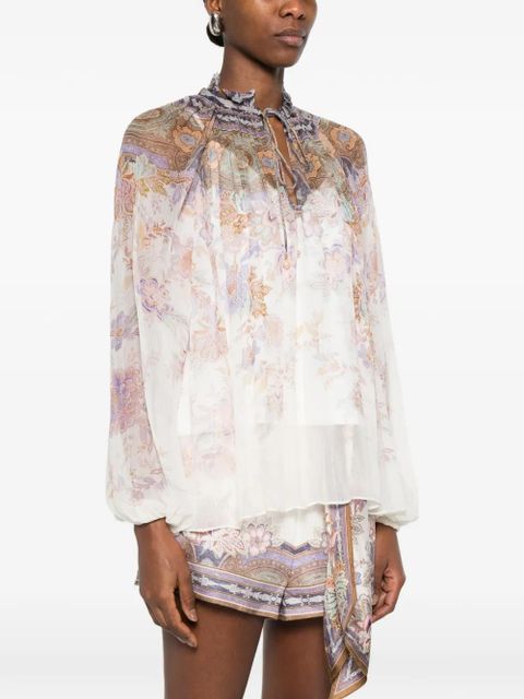 ZIMMERMANN Luna billow paisley blouse - Neutrals