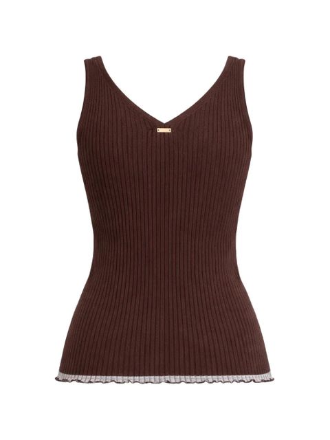 TWINSET V-neck knitted vest - Brown - zdjęcie produktu nr 2