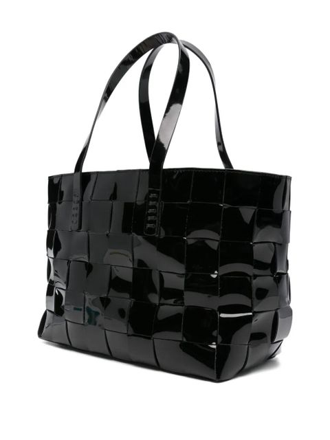 DRAGON DIFFUSION patent-leather-woven tote bag - Black