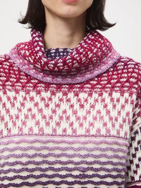 Medicine sweter z domieszką wełny damski kolor multicolor ciepły z golfem