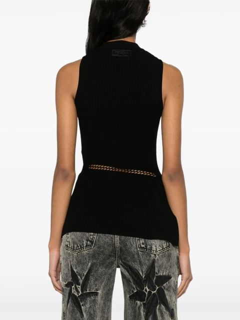 The Attico cut-out ribbed-knit tank top - Black