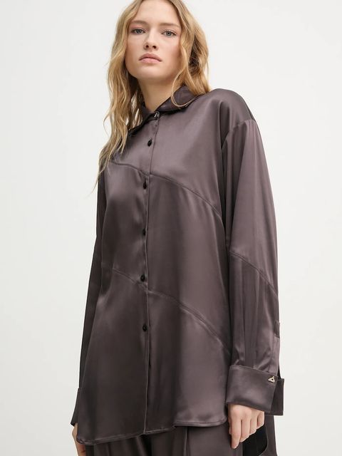 AERON koszula ABIGAIL damska kolor brązowy relaxed z kołnierzykiem klasycznym SH187558 - zdjęcie produktu nr 1