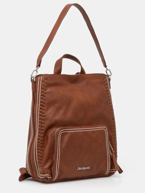 Desigual plecak TRAMA PRETORIA damski kolor brązowy mały gładki 25SAKP21