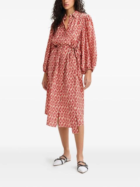 Essentiel Antwerp Ihilton abstract-print belted dress - Orange - zdjęcie produktu nr 2