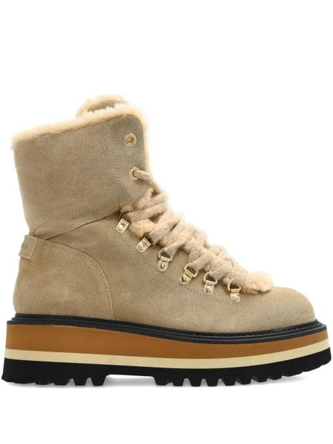 BOGNER 40mm suede platform boots - Neutrals - zdjęcie produktu nr 1
