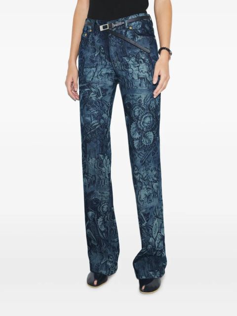 Tory Burch printed-pattern flared jeans - Blue