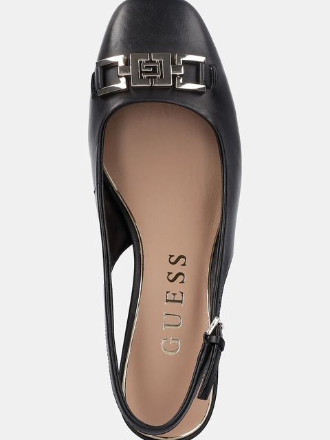 Guess czółenka skórzane CALIDE kolor czarny na słupku FLTCDE LEA05