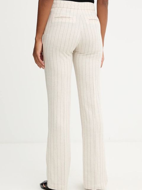 Morgan spodnie z lnem damskie kolor beżowy proste high waist PRIZ.F