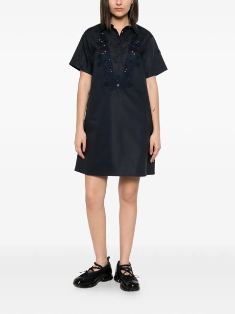 Moncler embroidered A-line mini dress - Blue - zdjęcie produktu nr 2