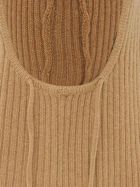 Yves Salomon ribbed-knit balaclava hat - Brown - zdjęcie produktu nr 2