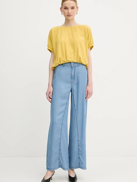 United Colors of Benetton bluzka damska kolor żółty gładka 5NPHDQ0C6 - zdjęcie produktu nr 2