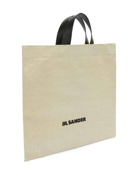 Jil Sander logo-print cotton tote bag - Neutrals