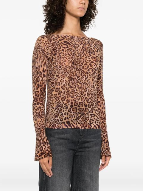 TWINSET bell-sleeve leopard-print top - Brown