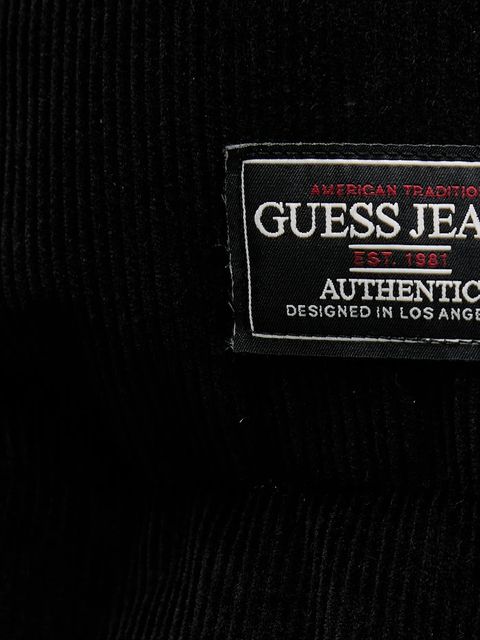 Guess Jeans kurtka sztruksowa kolor czarny zimowa W5BL17 W2061