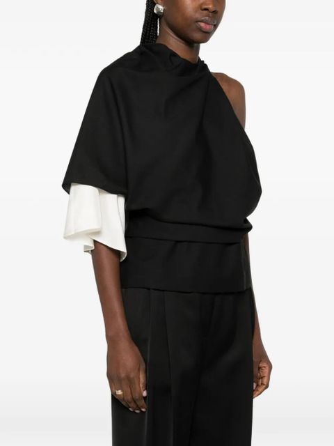 Róhe draped one-shoulder top - Black