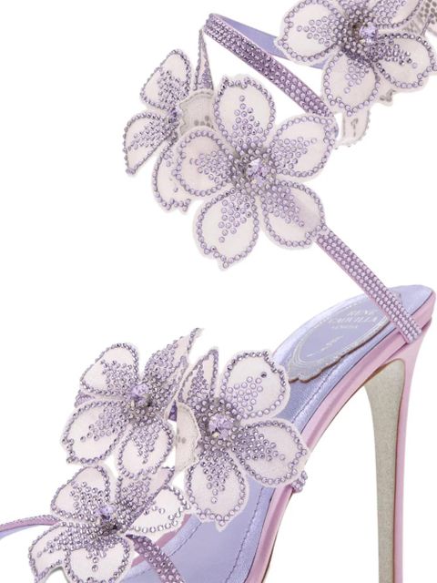 René Caovilla floral-embellished sandals - Purple