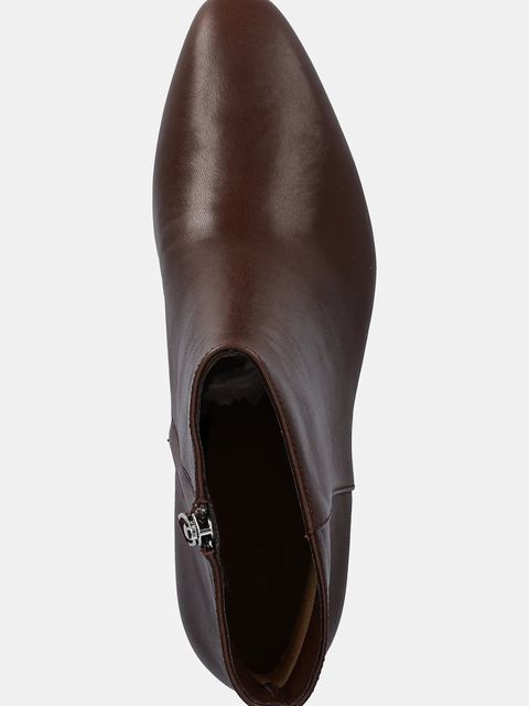 Lauren Ralph Lauren botki skórzane Demi damskie kolor brązowy na słupku lekko ocieplone 802974503002