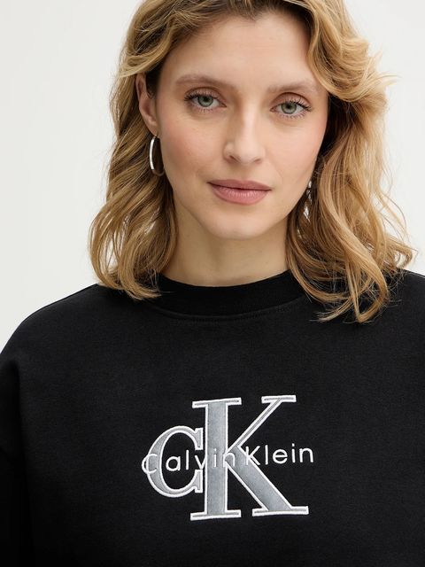 Calvin Klein Jeans bluza damska kolor czarny z aplikacją LV047E825G