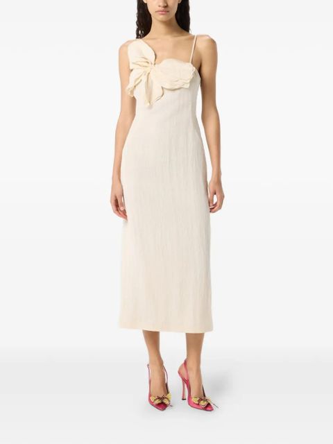 Blumarine butterfly-detail midi dress - Neutrals