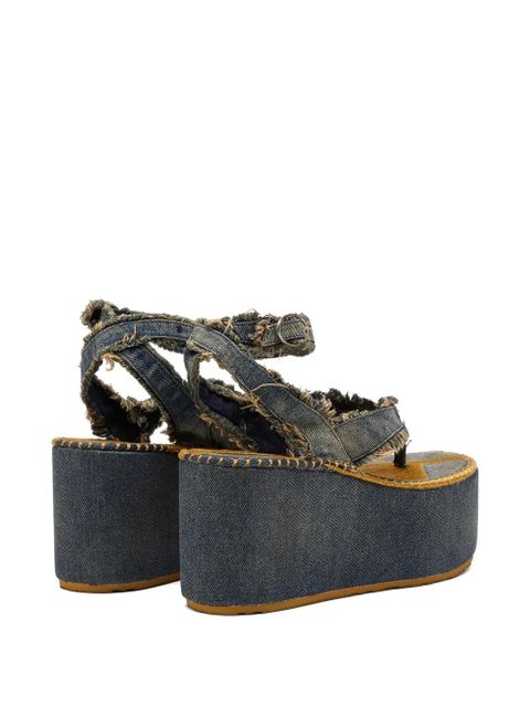 Diesel frayed-edge platform sandals - Blue