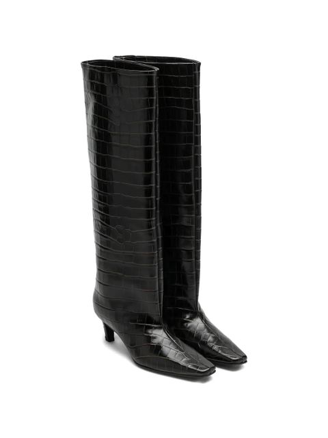 TOTEME croc-embossed knee-high boots - Brown - zdjęcie produktu nr 2