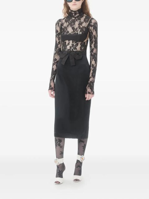 Valentino Garavani bow-detail satin midi skirt - Black - zdjęcie produktu nr 2