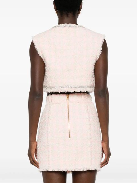 Balmain crystal-embellished cropped top - Pink