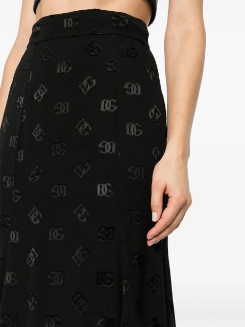 Dolce & Gabbana devoré godet midi skirt - Black