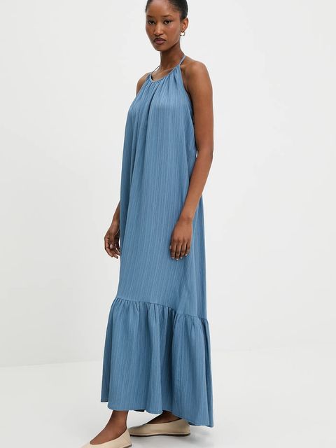 Answear.LAB sukienka kolor niebieski maxi oversize