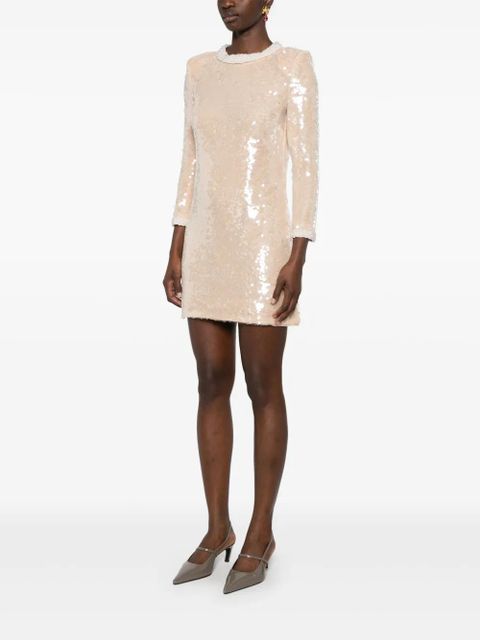 Self-Portrait sequin pearl-trim mini dress - Neutrals