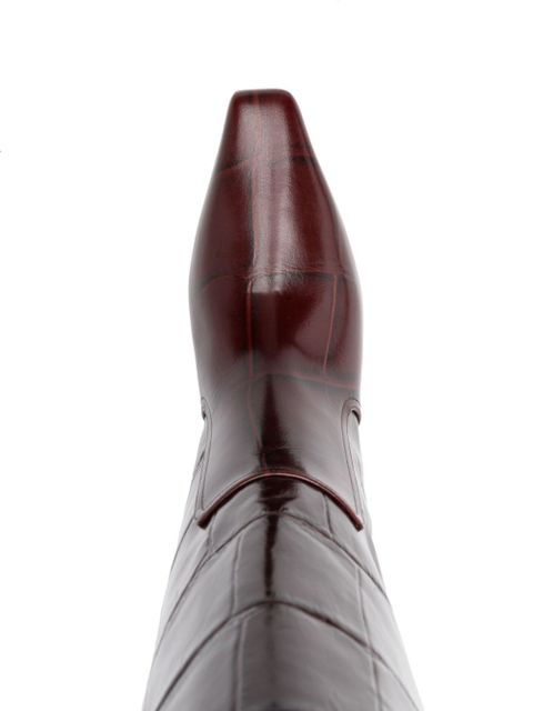 Paris Texas 60mm crocodile-effect boots - Red