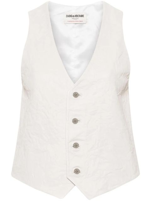 Zadig&Voltaire Emilie crinkled leather waistcoat - Neutrals - zdjęcie produktu nr 1