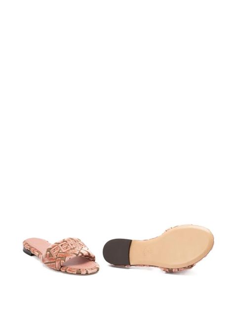 FENDI logo-motif velvet sandals - Pink
