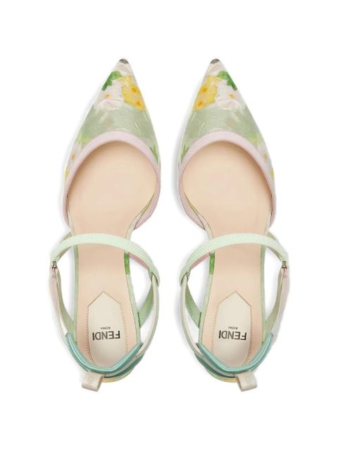 FENDI Colibrì Lite floral-pattern strappy pumps - Green