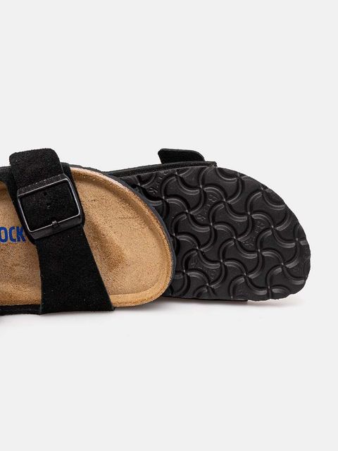 Birkenstock klapki zamszowe Arizona SFB damskie kolor czarny 951323